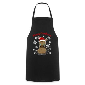 Merry Donkey Child Merry Christmas Festive - Cooking Apron - black - Front - AI Model Male 185 dark (185cm)