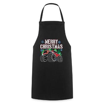 Cadeau de Noël camion festif ride - Tablier de cuisine - noir - Devant - AI Model Male 185 dark (185cm)