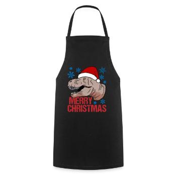 T-Rex Noël Bonheur Primitif Festif Amusant - Tablier de cuisine - noir - Devant - AI Model Male 185 dark (185cm)