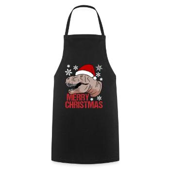T-Rex Noël Bonheur Primitif Festif Amusant - Tablier de cuisine - noir - Devant - AI Model Male 185 dark (185cm)