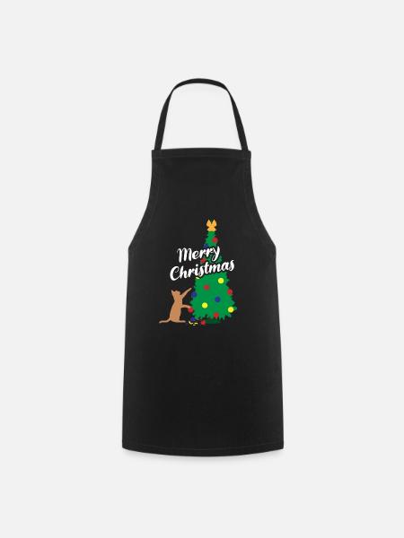 Katzenspaß Weihnachtsbaum Festlicher Schabernack - Kochschürze - Schwarz