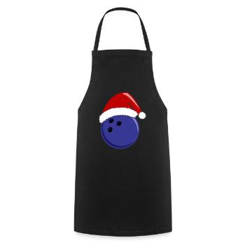 Blue Bowling Ball Festive Santa Hat - Cooking Apron - black - Front - AI Model Male 185 dark (185cm)