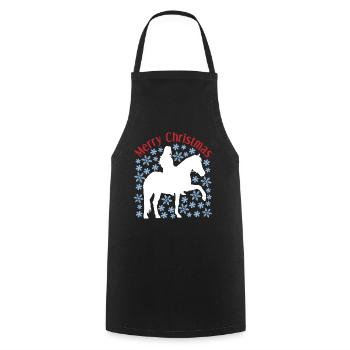 Motif de neige de cheval de fille de Noël - Tablier de cuisine - noir - Devant - AI Model Male 185 dark (185cm)
