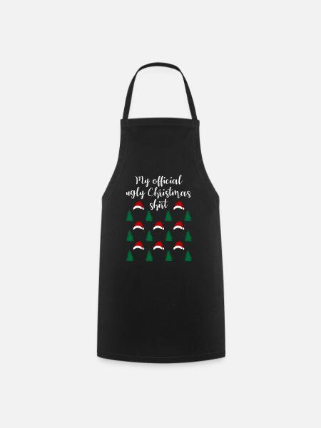Lustiger Weihnachtswald Weihnachtsshirt - Kochschürze - Schwarz