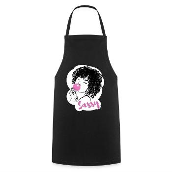 Sassy Chic with Afro Charm - Cooking Apron - black - Front - AI Model Male 185 dark (185cm)