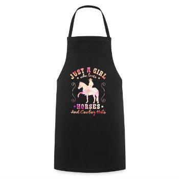 Horse Love - charme Western élégant - Tablier de cuisine - noir - Devant - AI Model Male 185 dark (185cm)