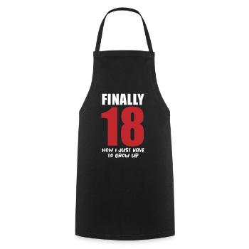 Officially Grown Up - And Now? - Cooking Apron - black - Front - AI Model Male 185 dark (185cm)