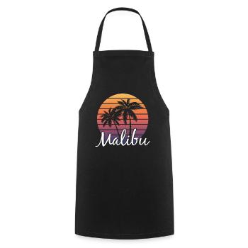 Sunset Palms Malibu Beach Vibes - Tablier de cuisine - noir - Devant - AI Model Male 185 dark (185cm)