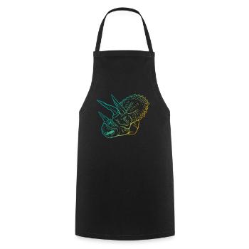 Triceratops Outline Artwork Retro Gift - Cooking Apron - black - Front - AI Model Male 185 dark (185cm)