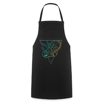 Tricératops géométrique de style Art déco - Tablier de cuisine - noir - Devant - AI Model Male 185 dark (185cm)