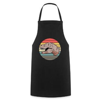 T-Rex coucher de soleil look rétro cadeau - Tablier de cuisine - noir - Devant - AI Model Male 185 dark (185cm)