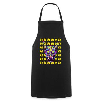 Hannya Mask Neon Demon Japan Art - Cooking Apron - black - Front - AI Model Male 185 dark (185cm)