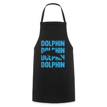 Dolphin Contour Typography Style - Cooking Apron - black - Front - AI Model Male 185 dark (185cm)