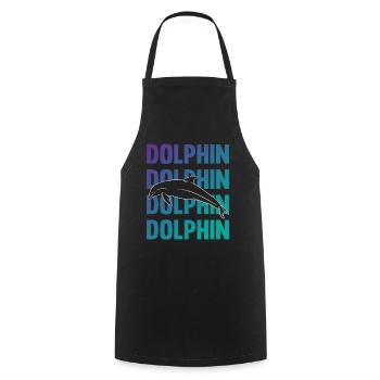 Delfin Kontur Typografie Stil - Kochschürze - Schwarz - Vorne - AI Model Male 185 dark (185cm)