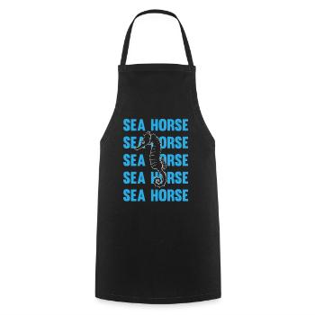 Sea Horse Writing Game Ocean Love - Cooking Apron - black - Front - AI Model Male 185 dark (185cm)