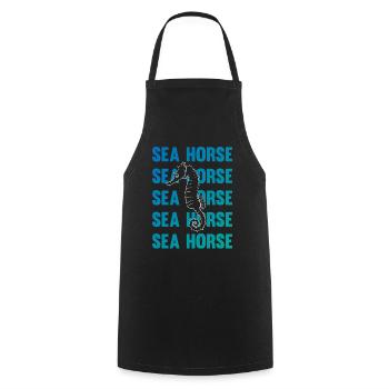 Sea Horse Writing Game Ocean Love - Cooking Apron - black - Front - AI Model Male 185 dark (185cm)