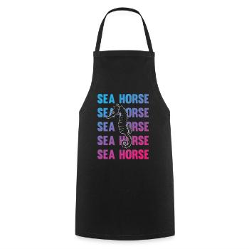 Sea Horse Writing Game Ocean Love - Cooking Apron - black - Front - AI Model Male 185 dark (185cm)