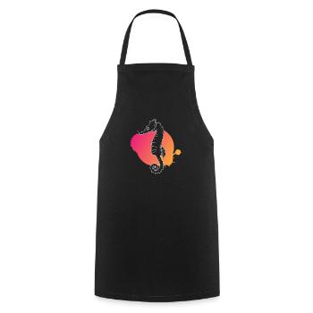 Seahorse Whisper Ocean Mystery - Cooking Apron - black - Front - AI Model Male 185 dark (185cm)