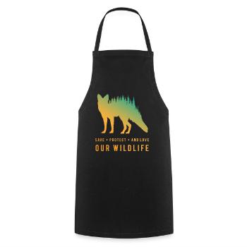 Preserve Foxes - Loves Our Wilderness - Cooking Apron - black - Front - AI Model Male 185 dark (185cm)