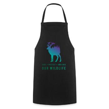 Protecting Nature - Deer in the Forest - Cooking Apron - black - Front - AI Model Male 185 dark (185cm)