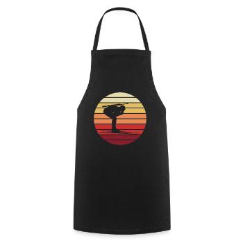 Biathlon Silhouette Rétro Coucher de soleil - Tablier de cuisine - noir - Devant - AI Model Male 185 dark (185cm)