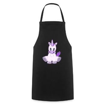 Licorne mignonne - Regard magique - Tablier de cuisine - noir - Devant - AI Model Male 185 dark (185cm)
