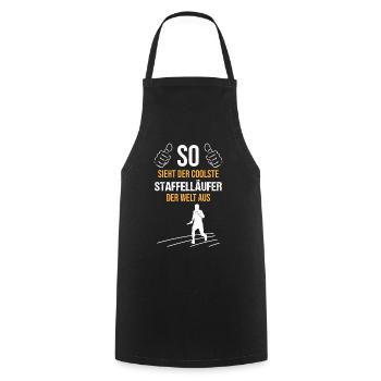 Coolest relay runner in the world - Cooking Apron - black - Front - AI Model Male 185 dark (185cm)