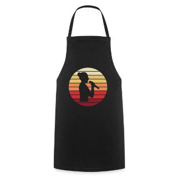 Sängerin Sonnenuntergang Melodie - Kochschürze - Schwarz - Vorne - AI Model Male 185 dark (185cm)
