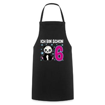 Six ans – Panda Smile - Tablier de cuisine - noir - Devant - AI Model Male 185 dark (185cm)