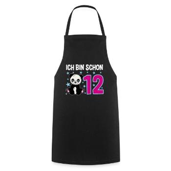 Cute Panda - Twelve Years of Jubilation - Cooking Apron - black - Front - AI Model Male 185 dark (185cm)