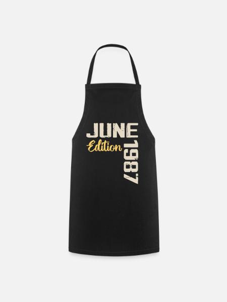 Born in June 1987 Gift June 1987 Birthday - Cooking Apron - black