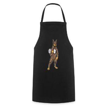 Bodybuilding Doberman avec haltères - Tablier de cuisine - noir - Devant - AI Model Male 185 dark (185cm)