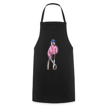 Flamingo Cricket Batte de cricket - Tablier de cuisine - noir - Devant - AI Model Male 185 dark (185cm)