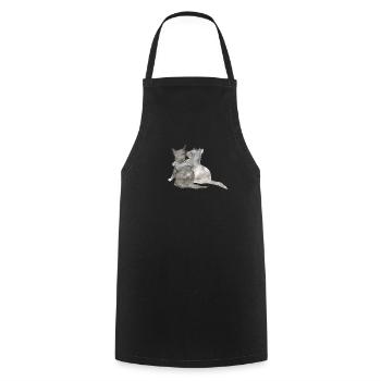 Aquarelle de chat - Tablier de cuisine - noir - Devant - AI Model Male 185 dark (185cm)