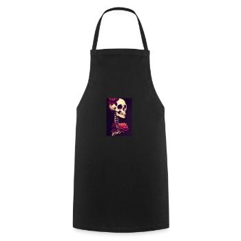 Skull Skull Flowers Tattoo - Cooking Apron - black - Front - AI Model Male 185 dark (185cm)