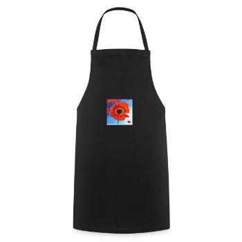 Rote Mohnblume - Kochschürze - Schwarz - Vorne - AI Model Male 185 dark (185cm)