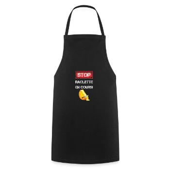 Stop raclette en cours cadeau - Tablier de cuisine - noir - Devant - AI Model Male 185 dark (185cm)
