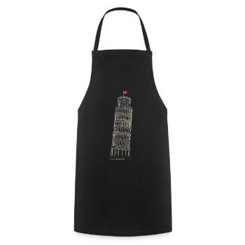 Schiefe Turm von Pisa - Kochschürze - Schwarz - Vorne - AI Model Male 185 dark (185cm)