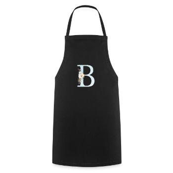 Customizable Monogram B Floral - Cooking Apron - black - Front - AI Model Male 185 dark (185cm)