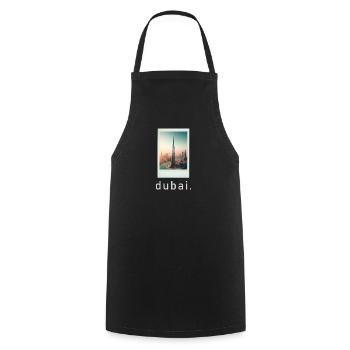 Burj Khalifa Dubaï Rétro Photo - Tablier de cuisine - noir - Devant - AI Model Male 185 dark (185cm)