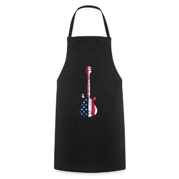 GITARRE MIT US AMERIKANISCHER FLAGGE GITARREN - Kochschürze - Schwarz - Vorne - AI Model Male 185 dark (185cm)