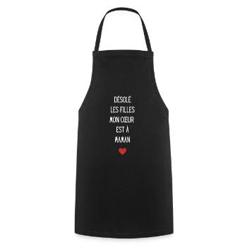 Désolé les filles mon cœur est à maman - Tablier de cuisine - noir - Devant - AI Model Male 185 dark (185cm)