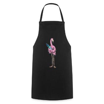 Flamingo Schüler Wachsmalstift Schule - Kochschürze - Schwarz - Vorne - AI Model Male 185 dark (185cm)