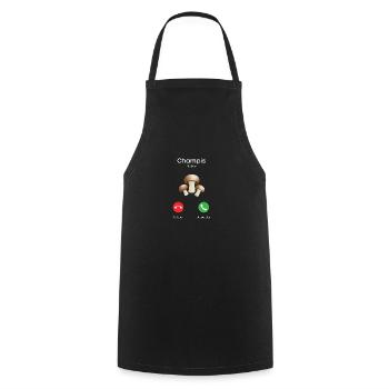 appel des champignons - Tablier de cuisine - noir - Devant - AI Model Male 185 dark (185cm)