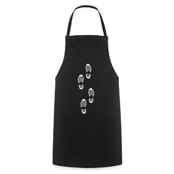 Hiking Trails Footprint Pattern - Cooking Apron - black - Front - AI Model Male 185 dark (185cm)