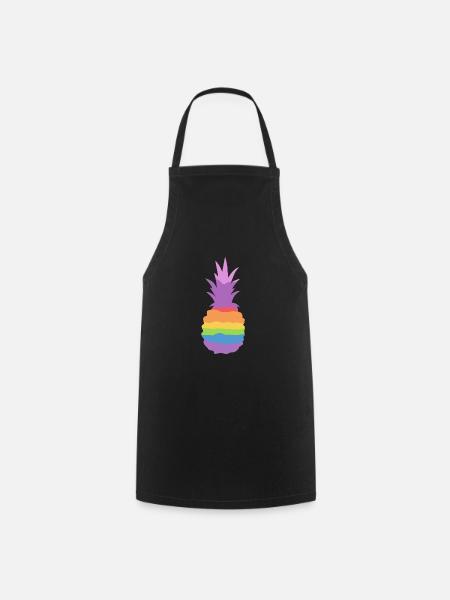 Ananas Regenbogen - Kochschürze - Schwarz