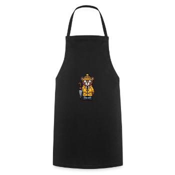 Comic gelb Bär Braunbär Beanie Mütze Regenschirm - Kochschürze - Schwarz - Vorne - AI Model Male 185 dark (185cm)