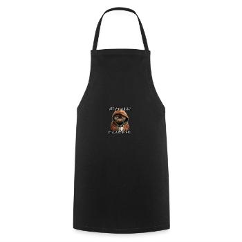 Nett kann ich auch Spruch Morgenmuffel Katze Fun - Kochschürze - Schwarz - Vorne - AI Model Male 185 dark (185cm)