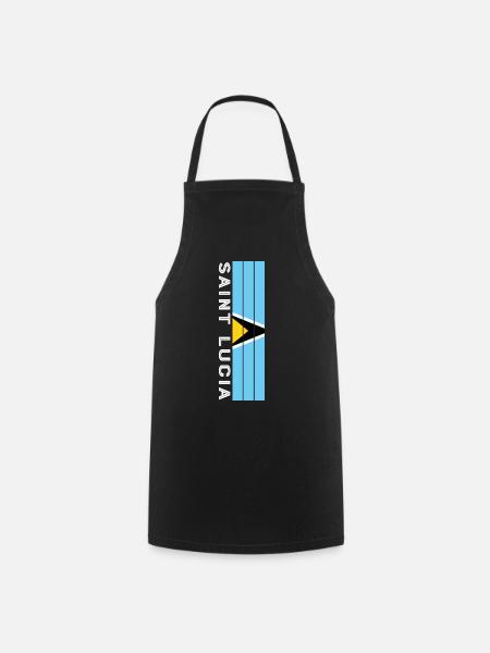 St. Lucia country color in stripes - Cooking Apron - black