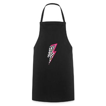 Blitz Leoparden Muster Pastellfarben mit Neon-Pink - Kochschürze - Schwarz - Vorne - AI Model Male 185 dark (185cm)